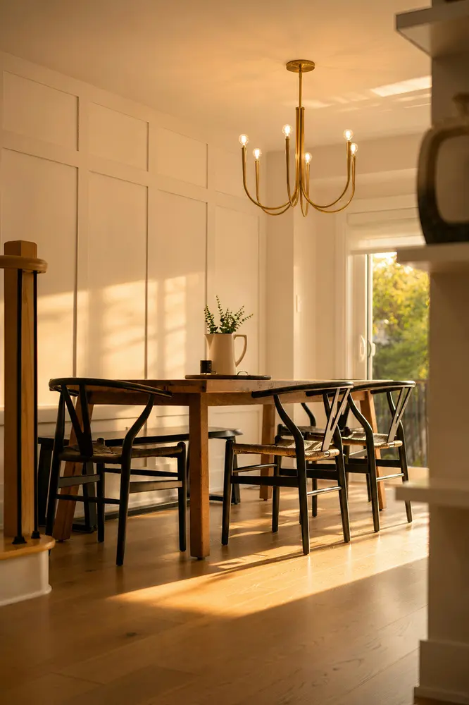 dining table with black chairs