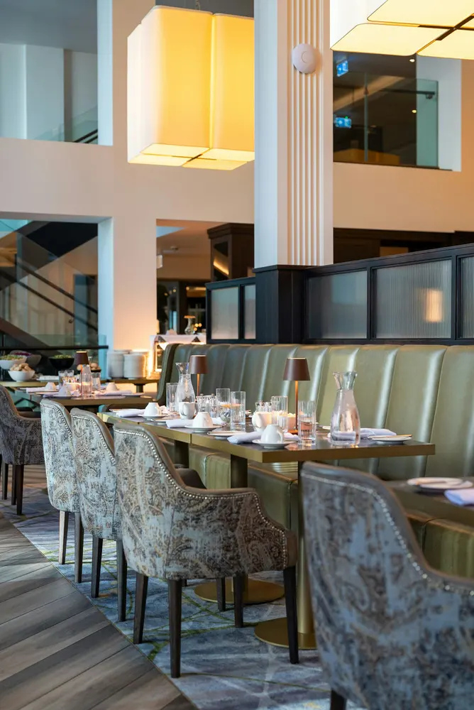 elegant restaurant dining area with plush seating and tables